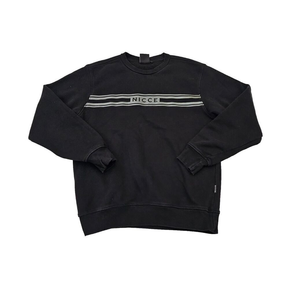 NICCE Men's Size Medium Black Embroidered Logo Sweatshirt Crewneck